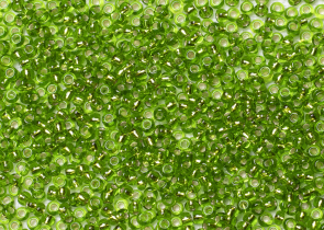 Бисер Чехия круглый 08/0 50 г 57430 прозрачный желто-зеленый с серебряным прокрасом